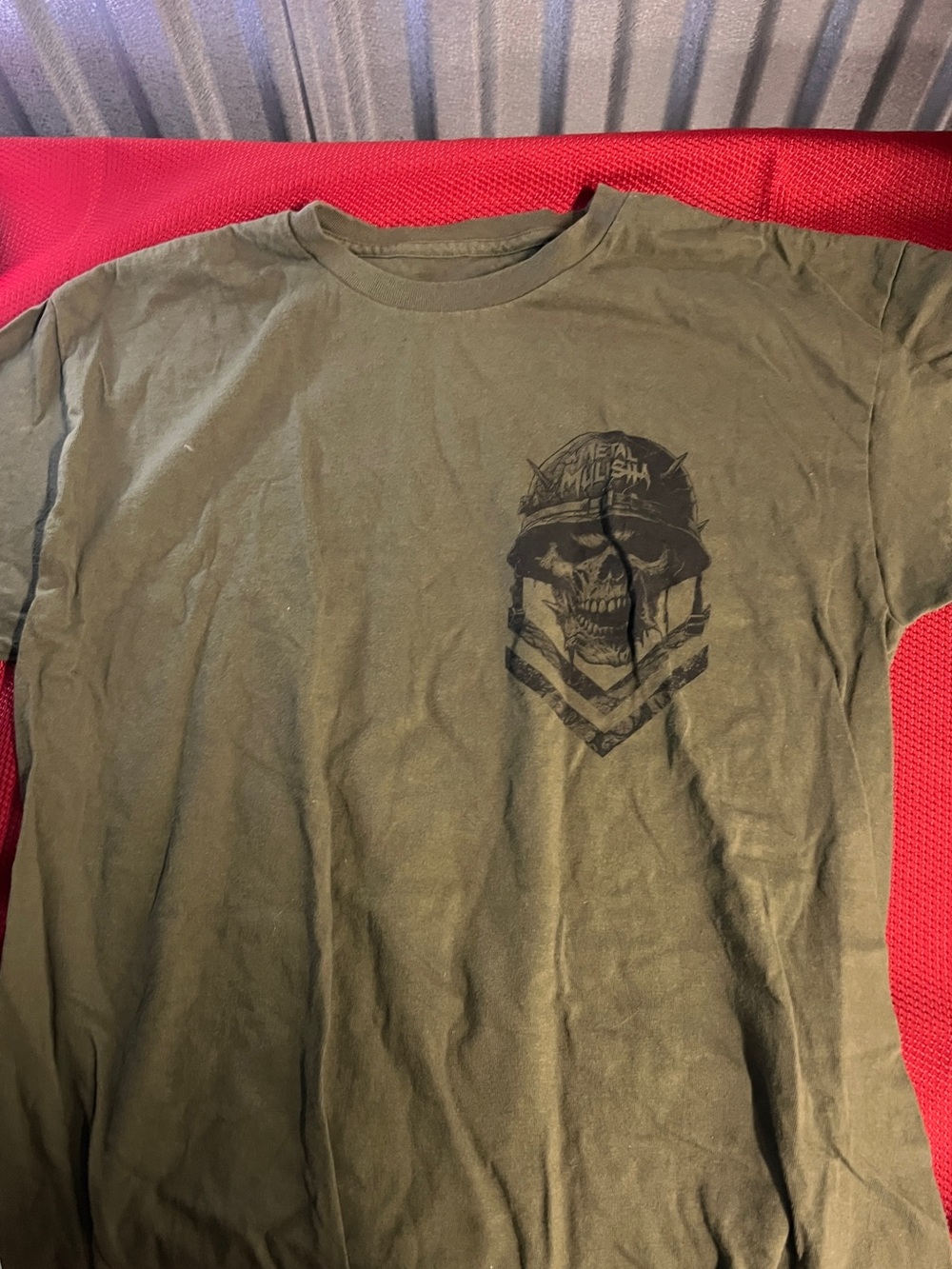 Metal Mulisha Olive Green Short Sleeve Tee with Skull Graphic